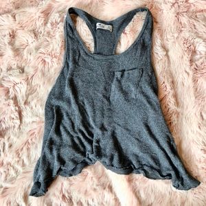 HOLLISTER: DARK GREY WOVEN TANK WITH POCKET